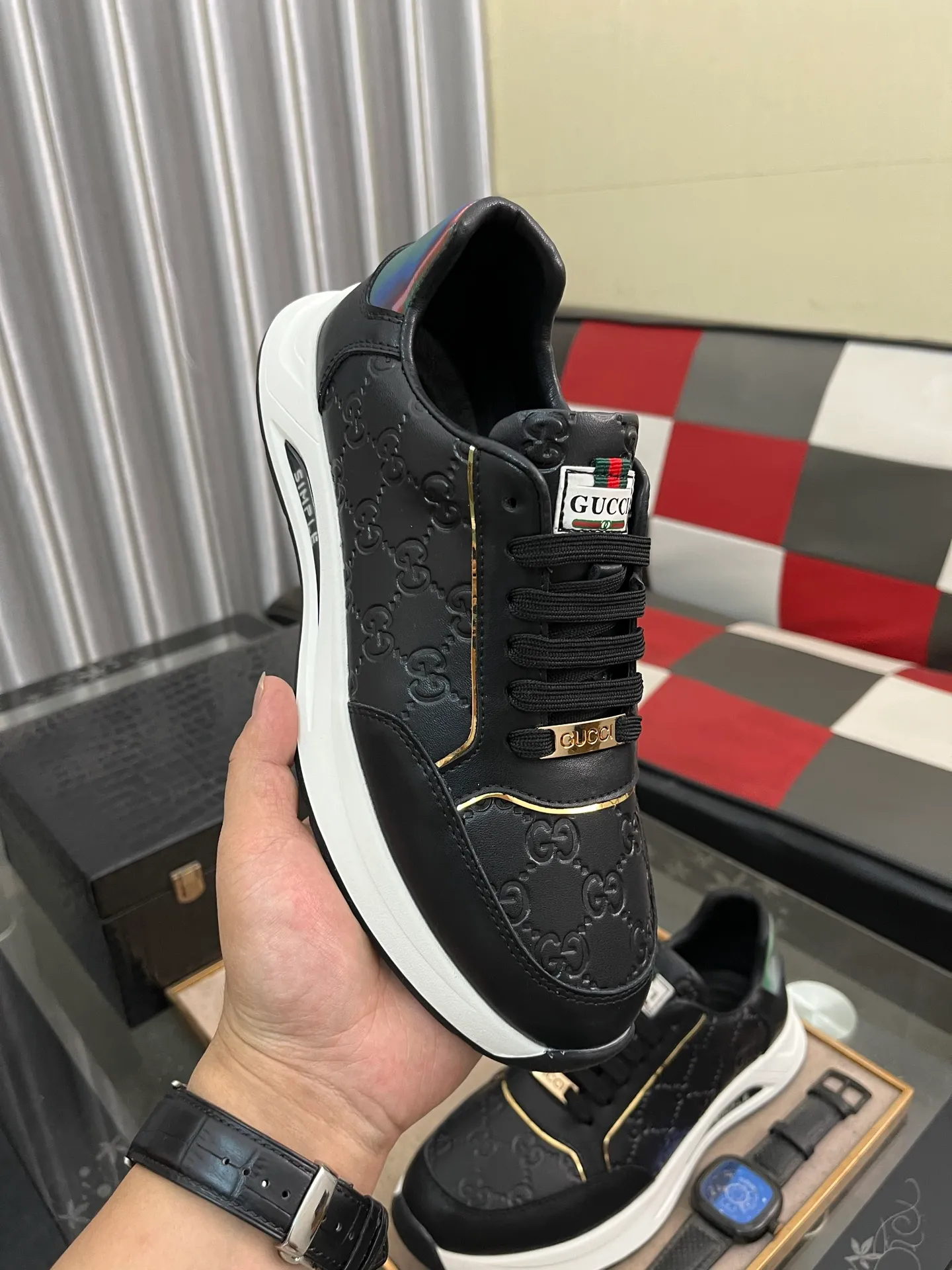 Men's shoes 💰420⌚️⌚️[GUCCI] The latest trendy men's casual shoes, the fabric is made of embossed cowhide imported from Italy, comfortable sheepskin lining + feet, the original outsole is wear-resistant and non-slip, high-level version, exquisite workmanship. Code number: 38-442️⃣Colors available